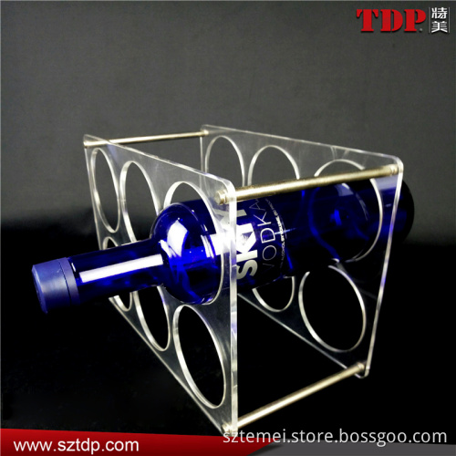 Wholesale Clear Rectangle Metal Support Acrylic Wine Bottle Display Rack